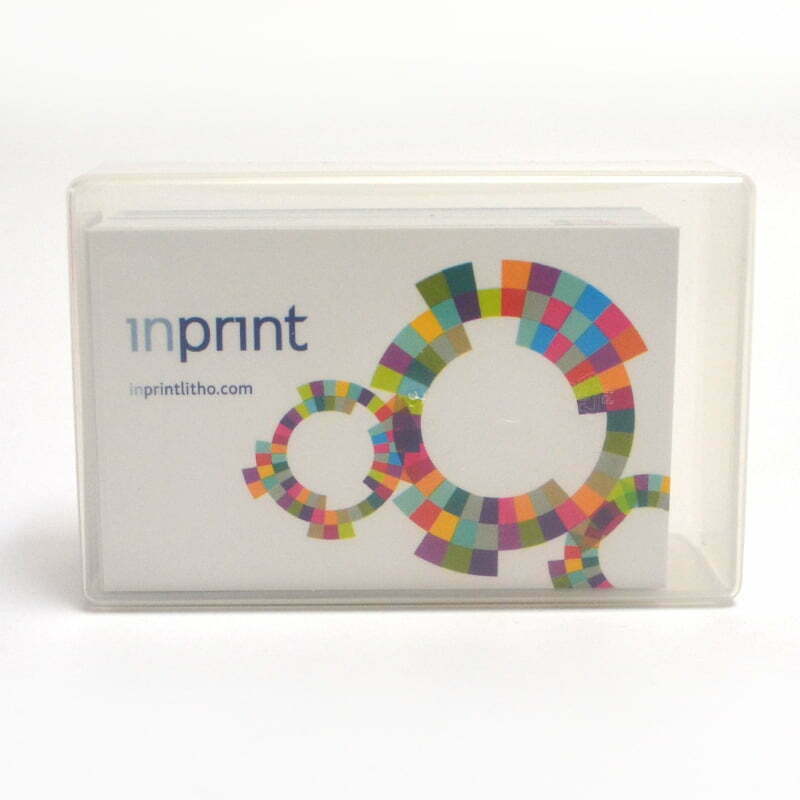 Business Cards in a transparent plastic box
